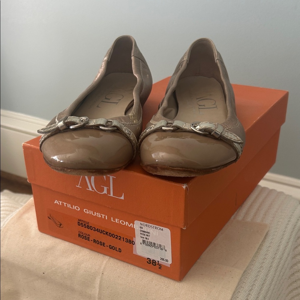 AGL Metallic Rose Gold Flats